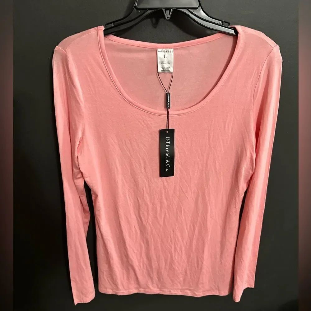 OThread and Co Scoopneck Pink Long Sleeve Tshirt NWT L